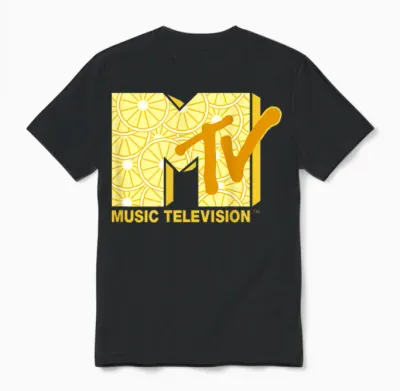 The Official Mtv Logo with Summer Fresh Lemons Unisex T-Shirt - Black