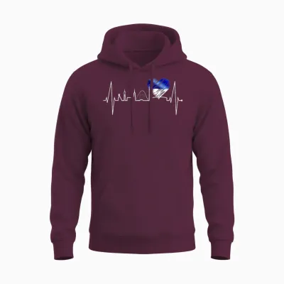 Gelsenkirchen Skyline Heartbeat Fan Heart Love Ruhrgebiet T-Shirt, Black, S Unisex Hoodie - Maroon