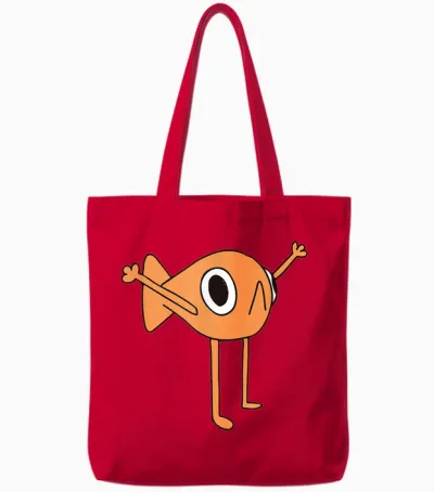 Funny Fish Steve Meme T-Shirt, Black, S Tote Bags - Red