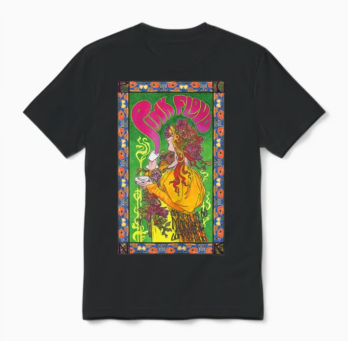 Official Pink Floyd Women's Vintage Band Marquee 1966 Unisex T-Shirt in Black