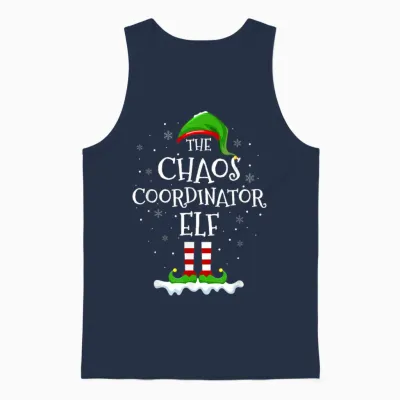Chaos Coordinator Elf Squad Family Matching Christmas Elf Unisex Tank Top - Navy