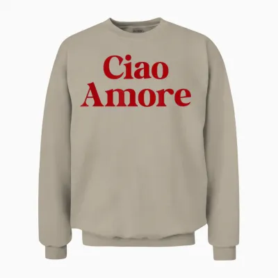 Ciao Amore X Hello Leute! Hi Ihr Lieben! Italian Fun Amo T-Shirt, White Unisex Sweatshirt - Sand