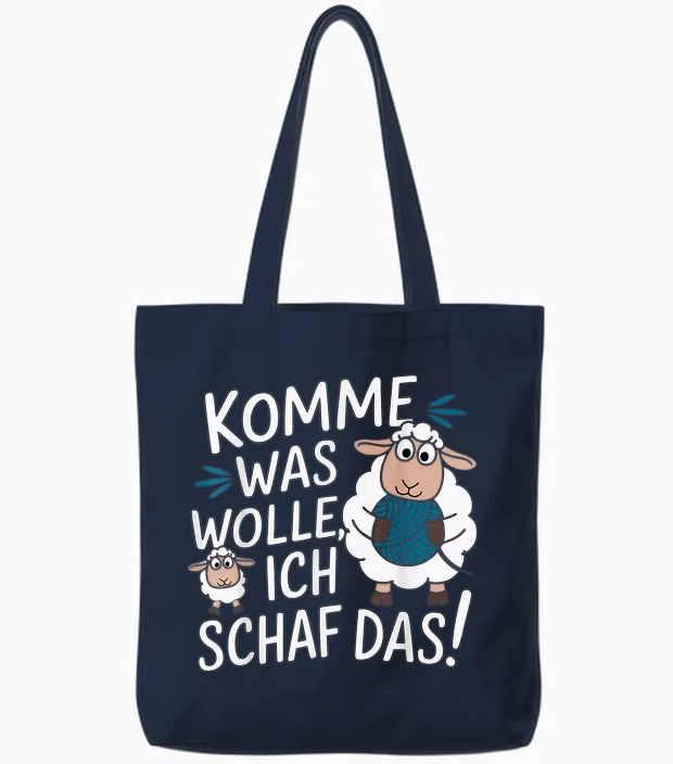 Funny Knit & Crochet Motif - I Sheep the with Wool! T-Shirt, Black, S Tote Bags in Navy