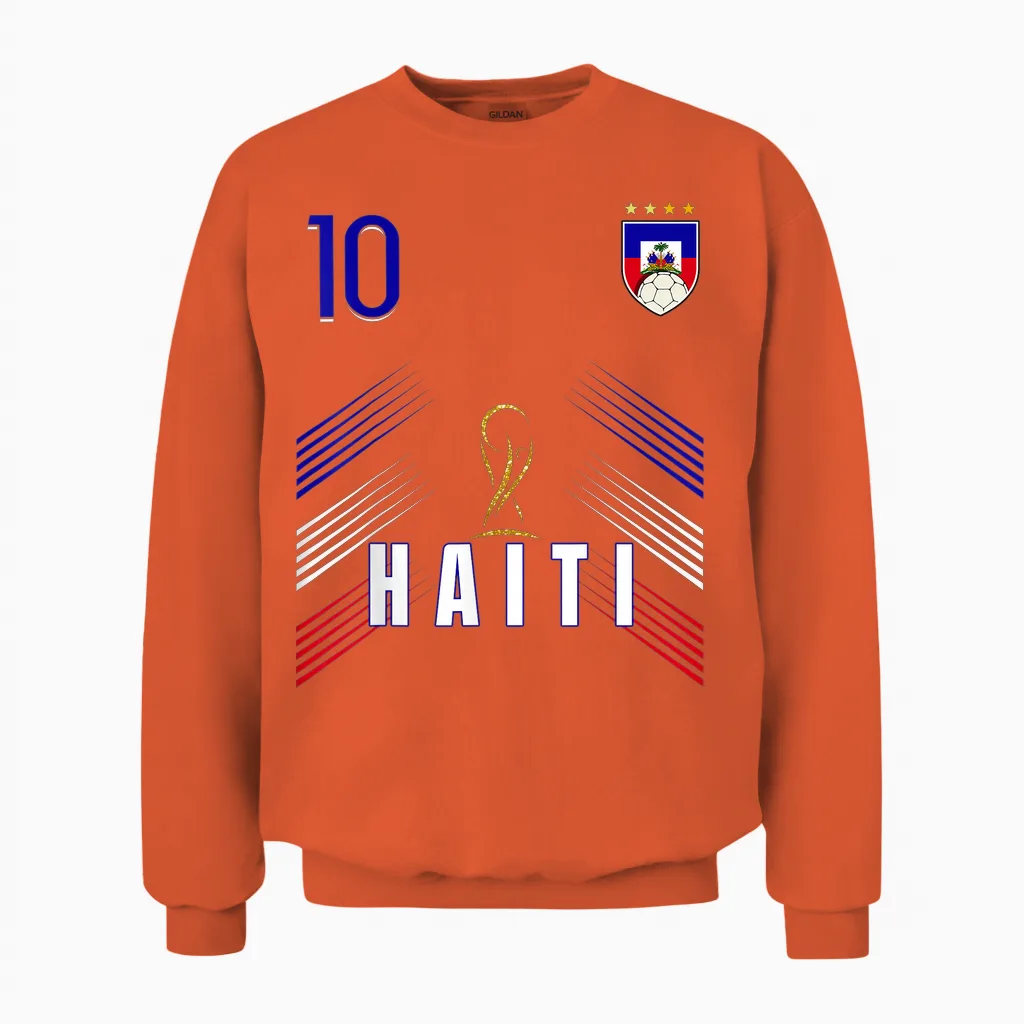 Retro Haiti Flag Haitian Pride Lovers Unisex Sweatshirt in Orange