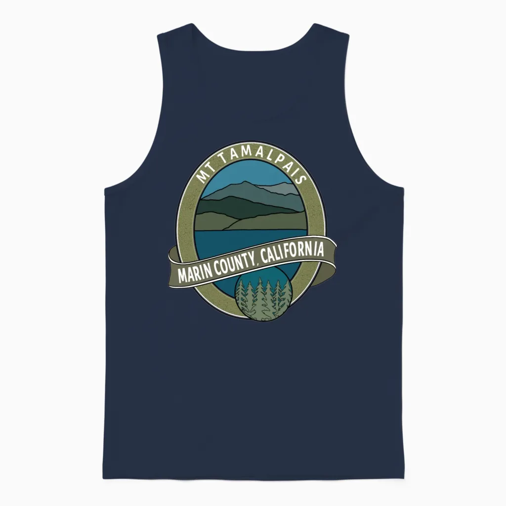 Mt Tamalpais Marin County California Oval Design Unisex Tank Top in Navy