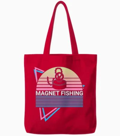 Magnet Fishing Retro Tote Bags - Red