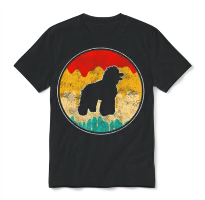 Poodle Retro Unisex T-Shirt - Black