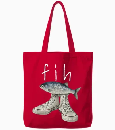 Fih Shoes Fish Funny Fit Wortspiel Meme Fih Calling Humor Tote Bags - Red