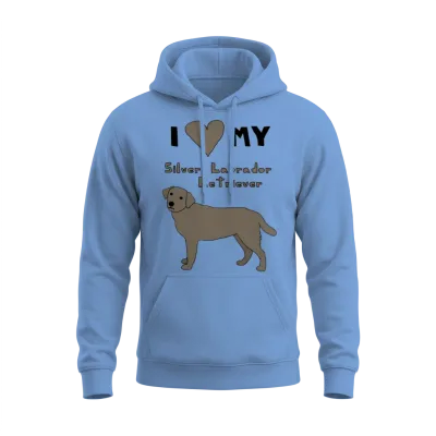 I Heart My Silver Labrador Retriever Unisex Hoodie - Carolina Blue