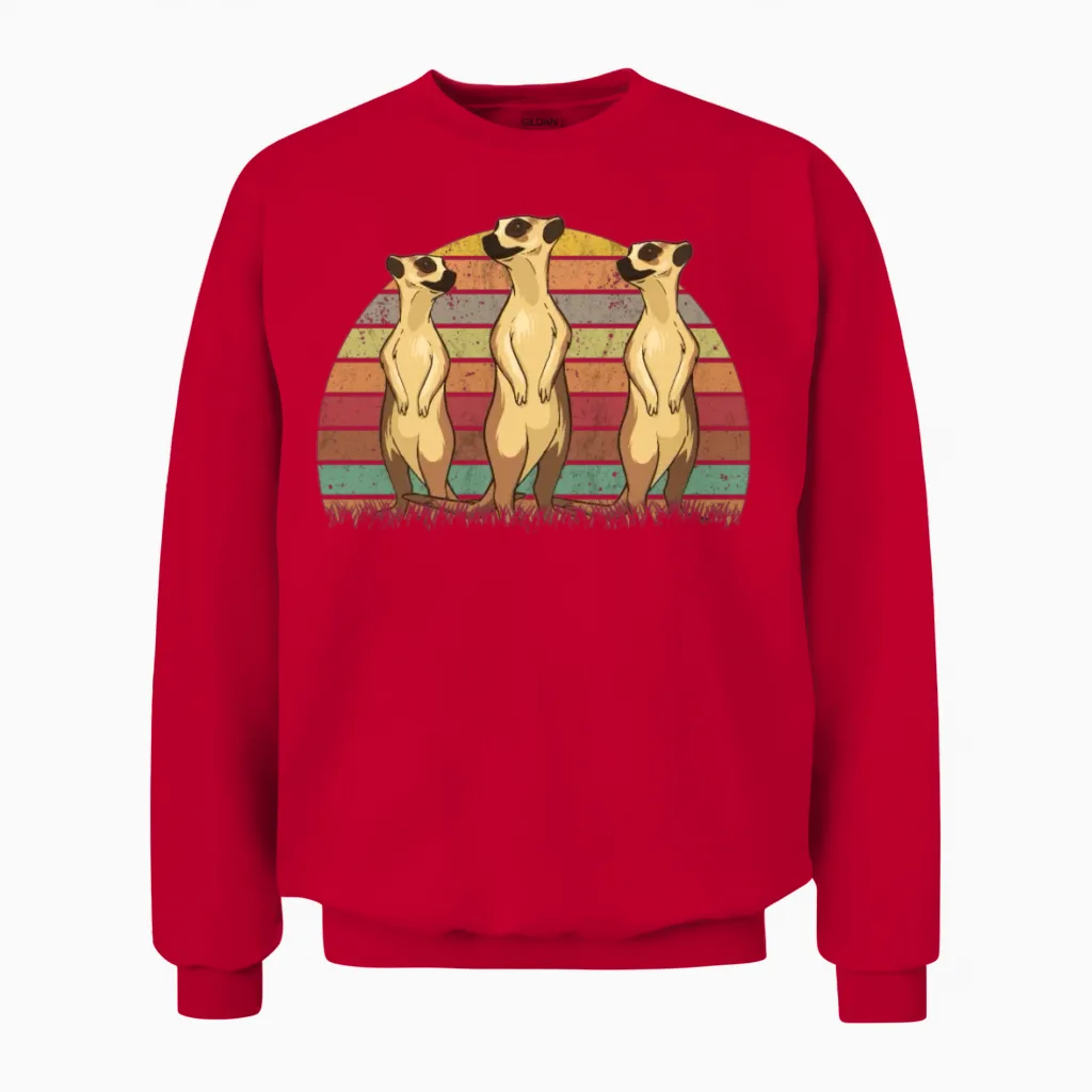 Meerkat Vintage Retro Unisex Sweatshirt - Red