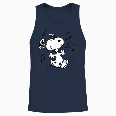 Peanuts - Snoopy Dancing T-Shirt, Blue Unisex Tank Top - Navy