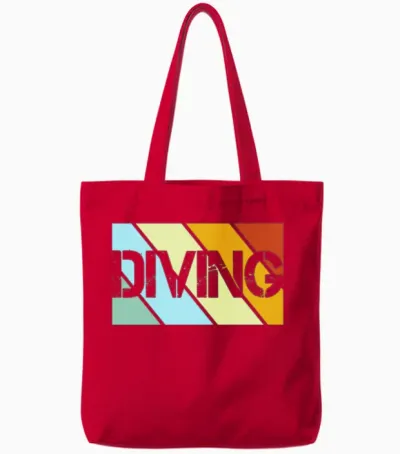 Diving Retro Tote Bags - Red