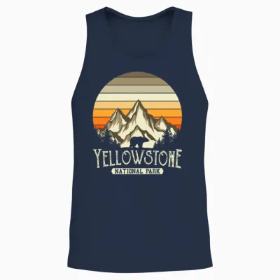 Yellowstone National Park Hiking Unisex Tank Top - Navy