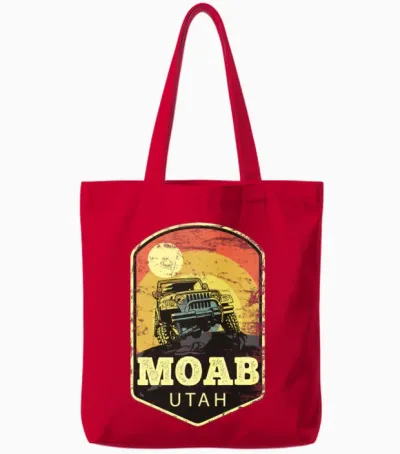 Moab Utah Jeep | Moab Utah Jeep Vintage Sunset Tote Bags - Red