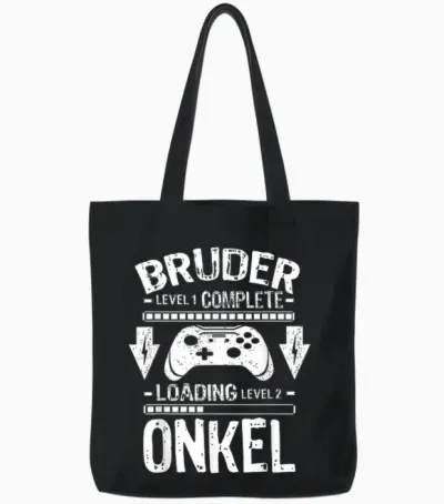 Bruder Level Complete Expecting Uncle Loading Announcement T-Shirt, Black Tote Bags - Black