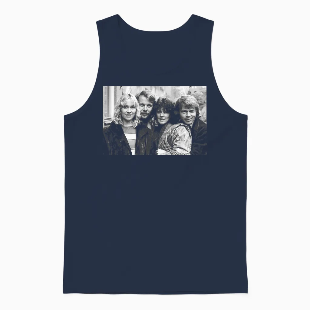 Abba - Portrait of Swedish Pop Group Arrival Promo 1976 Unisex Tank Top in Navy