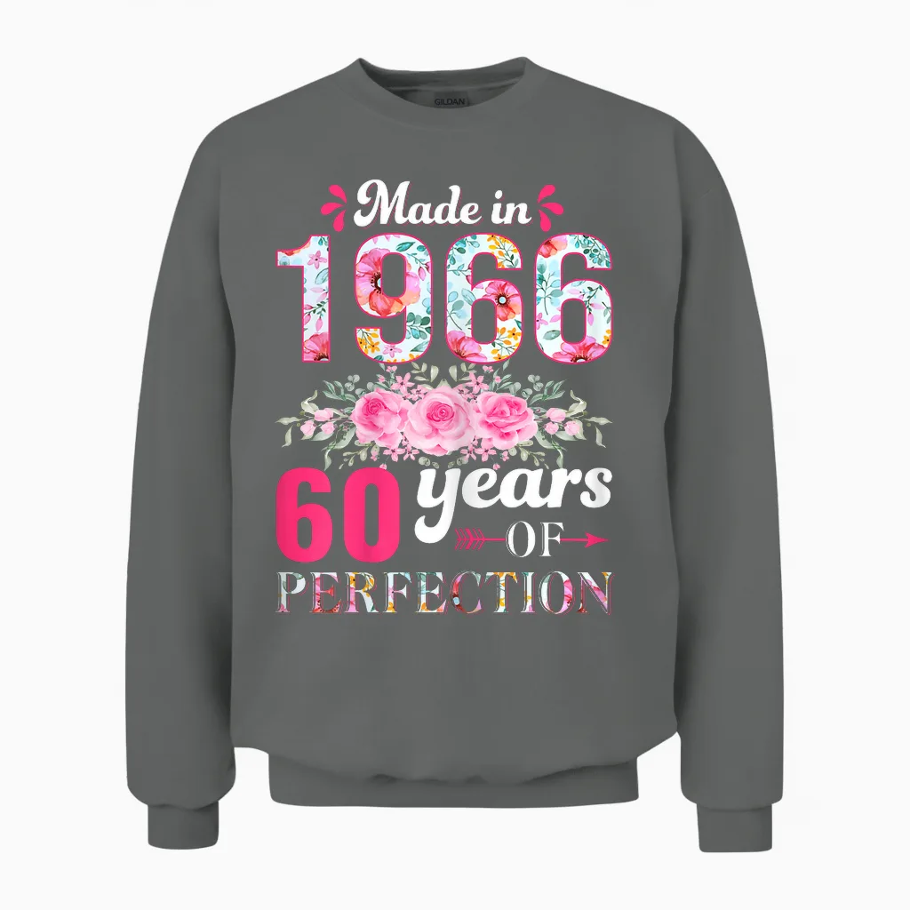 Made in 1966 Vintage 60th Anniversary 60th Birthday Gift Woman Unisex Sweatshirt in Graphite Heather