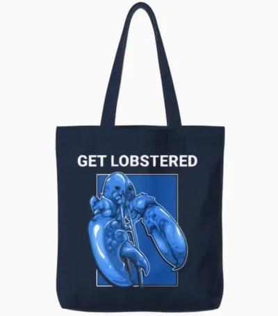 Funny Jumpscare Lobster Meme Blue Crustacean Tote Bags - Navy