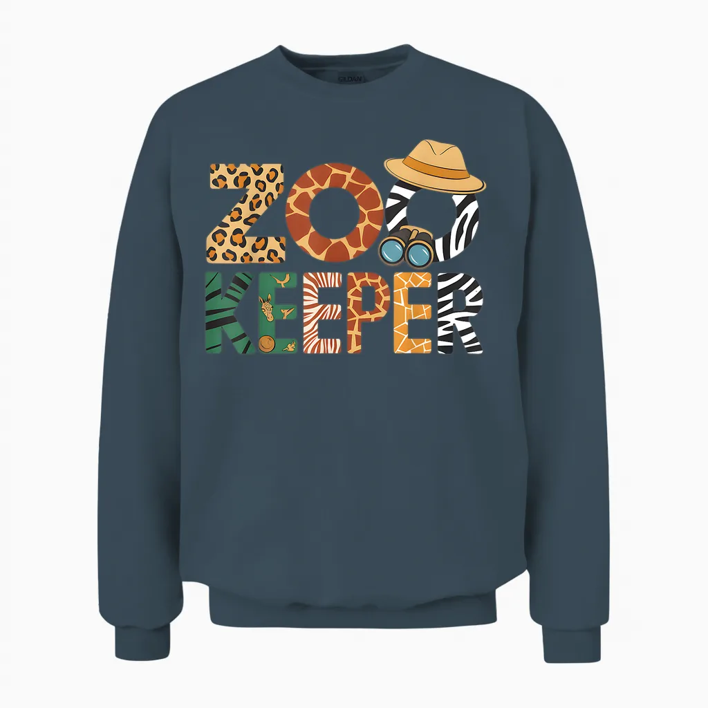 Zookeeper Costume Art Animals Safari Savanna Zoo Keeper Unisex Sweatshirt in Dark Heather