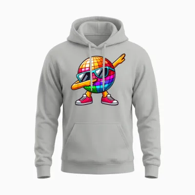 Led 70s Disco Ball Dabbing Sunglasses Nightclub Dance Party Unisex Hoodie - Ash