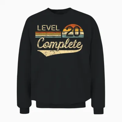 Level 20 Complete Vintage 20th Wedding Anniversary Unisex Sweatshirt - Black