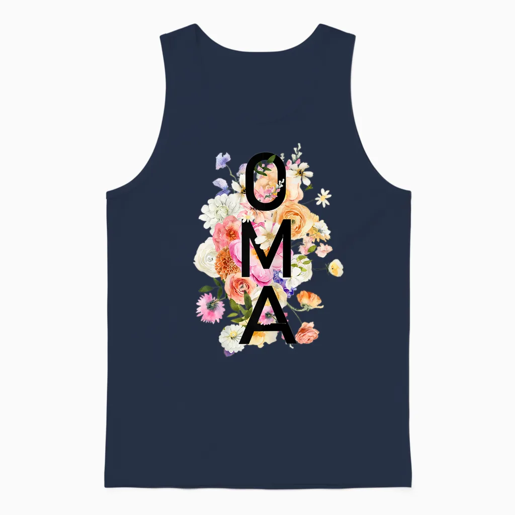 Oma Wildblumen Oma Frauen Muttertag Weihnachten Unisex Tank Top in Navy