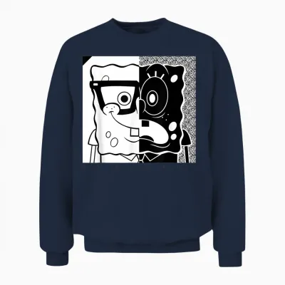 Spongebob Squarepants - Superfly Black and White Unisex Sweatshirt - Navy