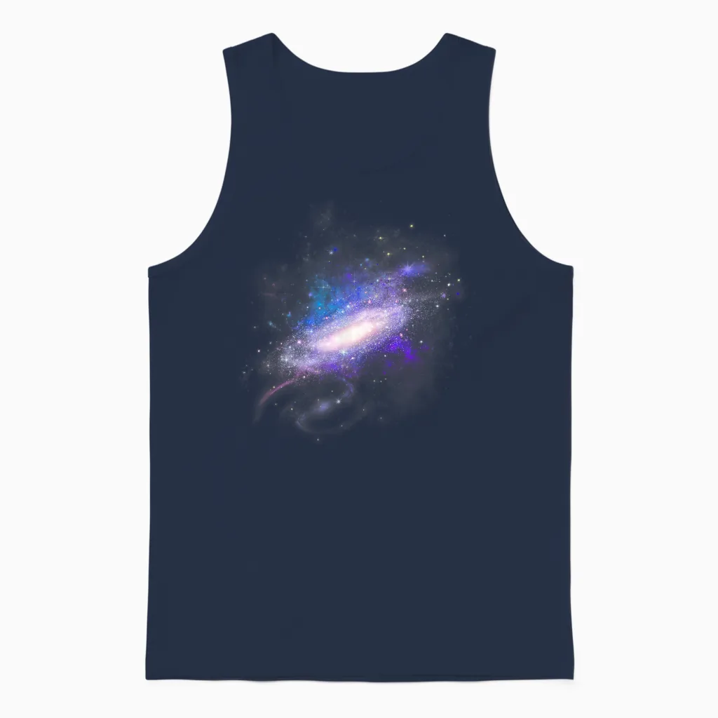 Galaxy Space Planets Universe Stars Moon Astronomer T-Shirt, Black Unisex Tank Top in Navy