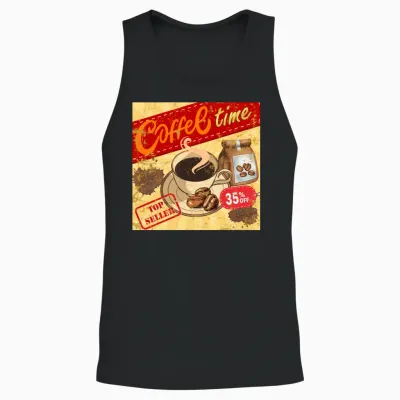 Vintage Retro Coffee Unisex Tank Top - Black