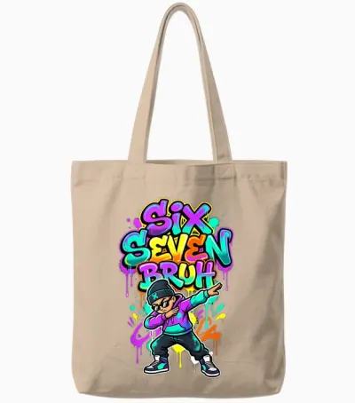 Six Seven 67 Schule Gen Alpha Slang Meme Tote Bags - Natural