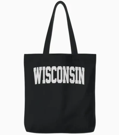 Vintage Wisconsin Mens Wisconsin Womens Red Retro Wisconsin Tote Bags - Black