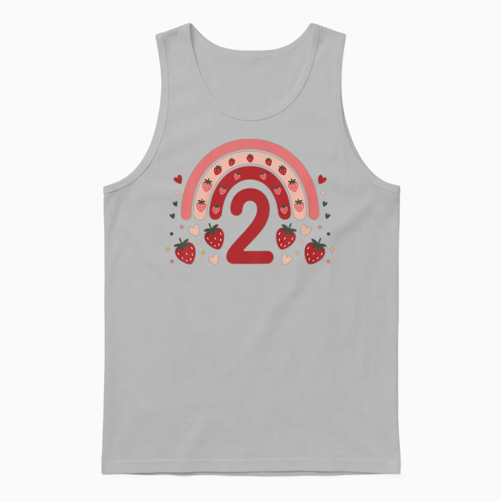 2. Geburtstag Mädchen Erdbeer Deko 2 Jährige Mädchen Unisex Tank Top in Ash