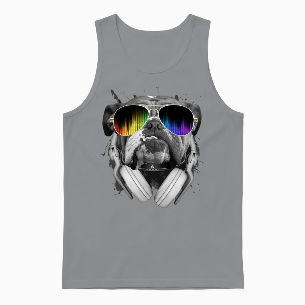 Bulldog Dj Vinyl & Gift Unisex Tank Top in Sport Grey