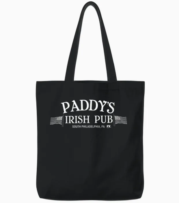 It's Always Sunny in Philadelphia Paddy's Irish Pub Funny Tv Tote Bags in Black