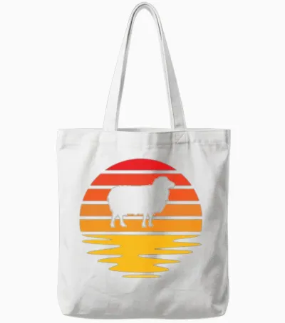 Sheep Retro Tote Bags - White