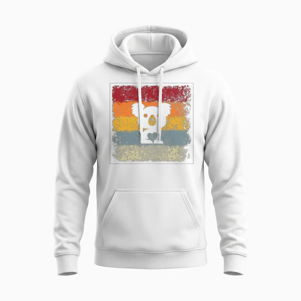 Koala Retro Unisex Hoodie in White