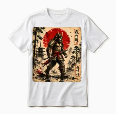 Samurai Bigfoot Warrior Art Japonais Anime Bigfoot Samourai Unisex T-Shirt - White