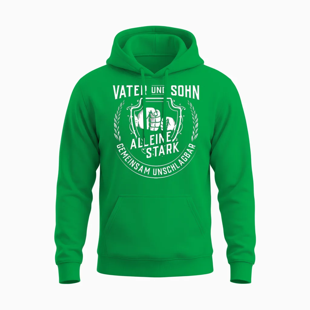 Vatertag Tshirt Kind Vater Sohn Opa Papa Dad Herrentag Unisex Hoodie in Irish Green