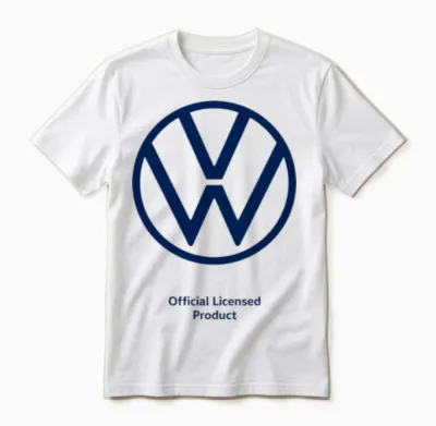 Volkswagen Classic Vw Logo in Blue Unisex T-Shirt - White