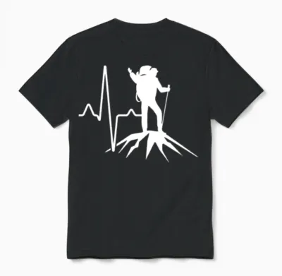 Hiking Heartbeat Unisex T-Shirt - Black