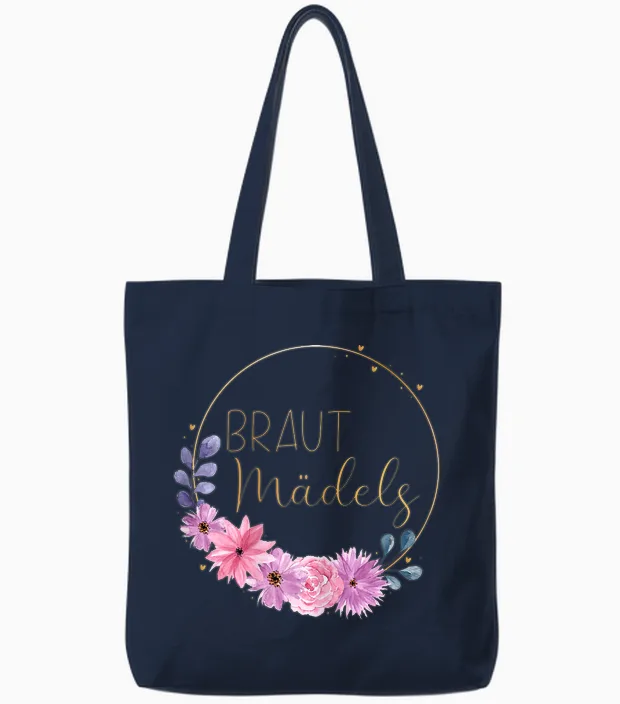 Braut Mädels Junggesellenabschied Hochzeit Rosa Blumen Tote Bags in Navy