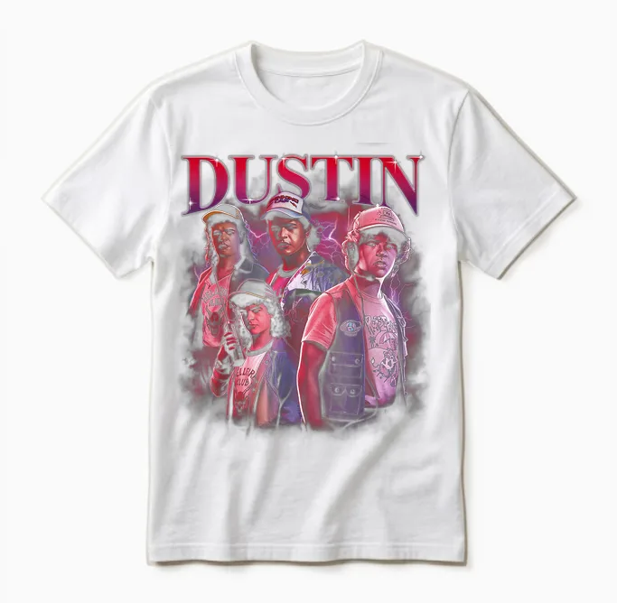 Stranger Things Dustin Heartthrob Officially Licensed Unisex T-Shirt in White