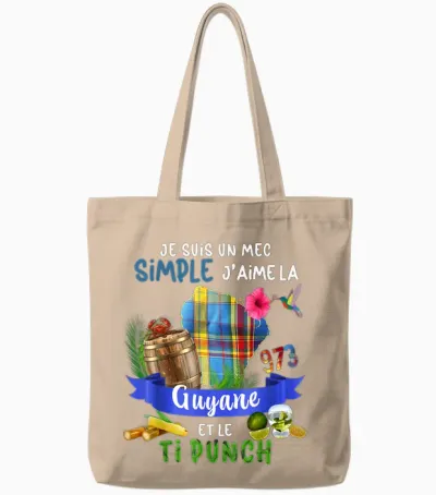 Guyana 973 Madras Hummingbird Ti Punch Apéro Pour Guy Nice T-Shirt, Black, S Tote Bags - Natural