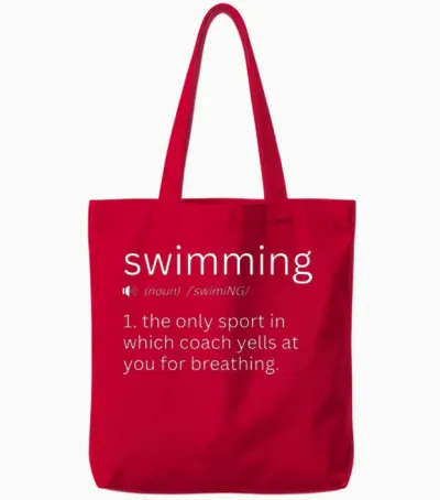 Funny Swimming Quotes Tote Bags - Red
