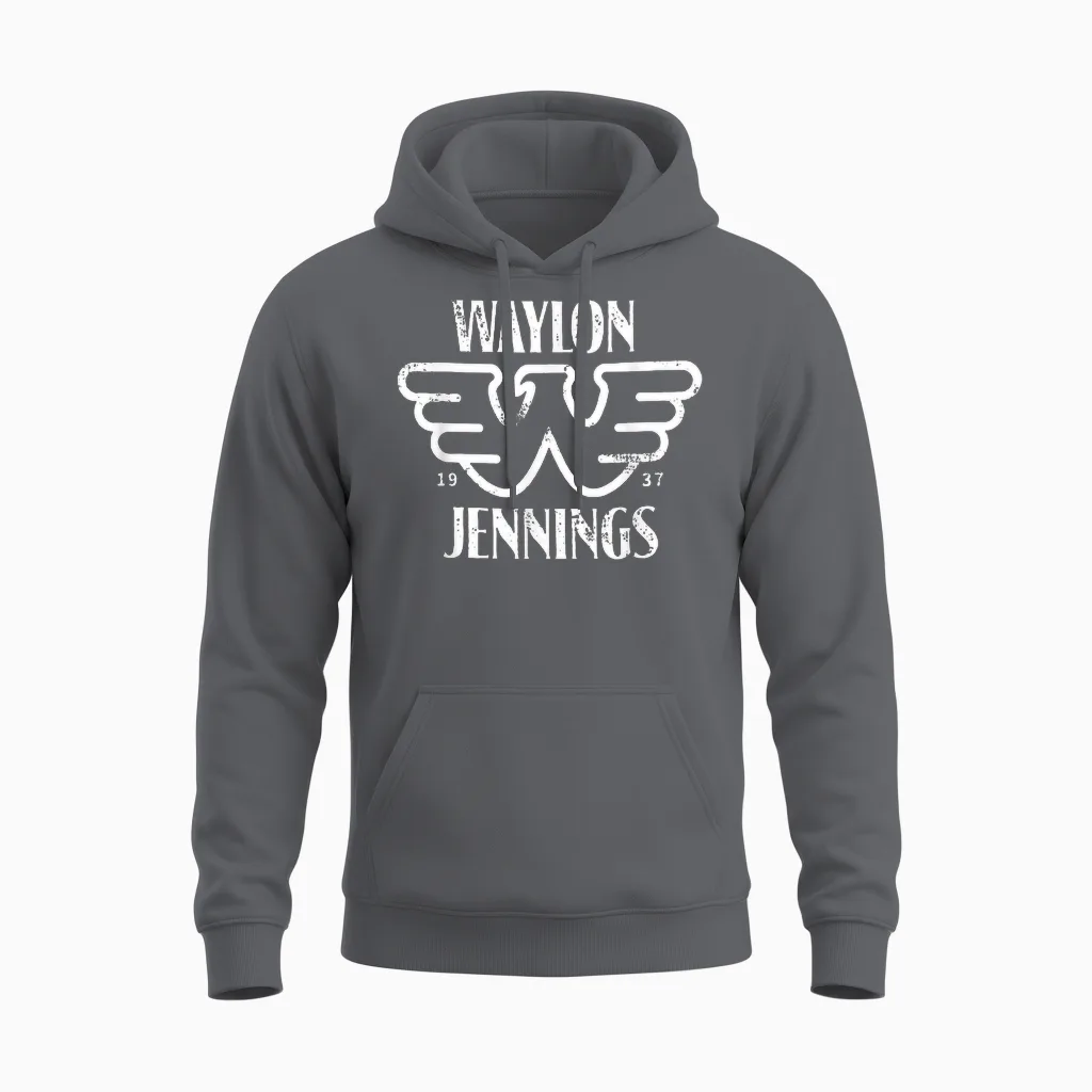 Waylon Jennings - Official Merchandise - Flying W Vintage Unisex Hoodie in Charcoal