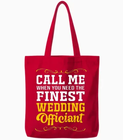 Ordained Minister Funny Wedding Officiant Tote Bags - Red