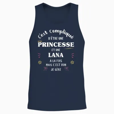 Women's Princess Humour Gift Personalized Name Lana Unisex Tank Top - Navy