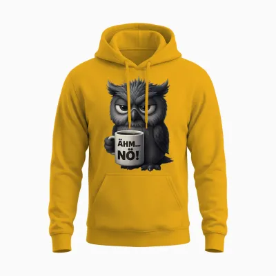 ähm Nö Eulen Geschenk Herren Damen Lustiges Eule Unisex Hoodie - Gold