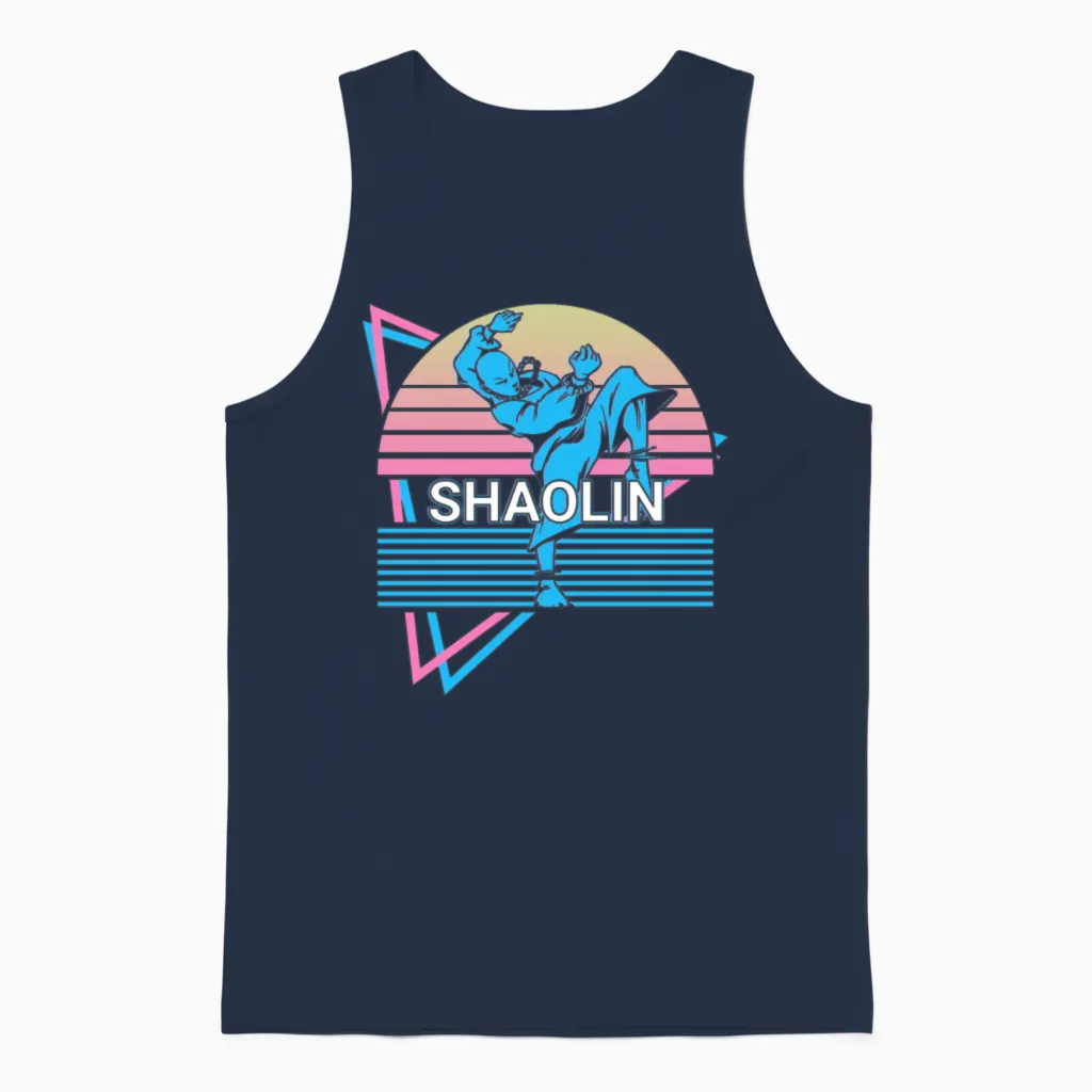 Kung Fu Retro Unisex Tank Top in Navy