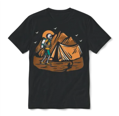 Hiking Hike Skeleton Skull Nature Unisex T-Shirt - Black